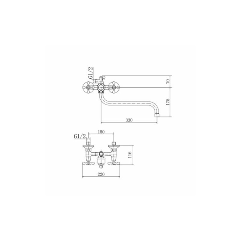 Смеситель Fashun A2208-2 хром размеры