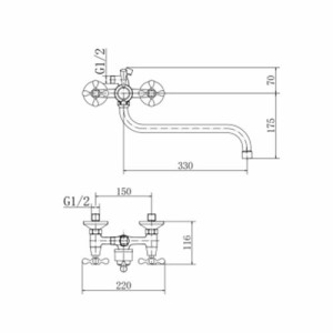 Смеситель Fashun A2208-2 хром размеры