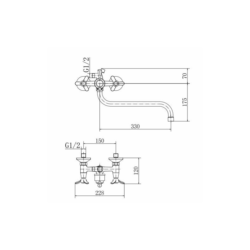 Смеситель Fashun A2212 хром размеры