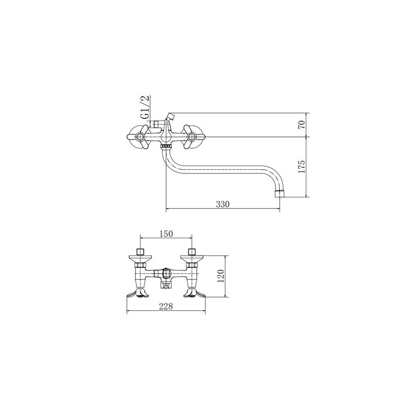 Смеситель Fashun A2212-2 хром размеры