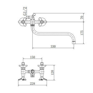 Смеситель Fashun A2212-2 хром размеры