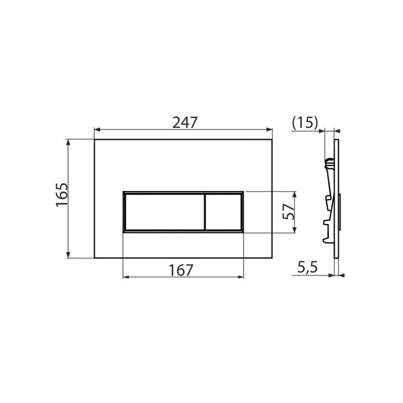 Кнопка смыва Alcaplast M571 глянцевый хром схема