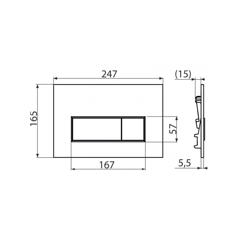 Кнопка смыва Alcaplast M572 матовый хром схема