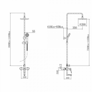 Душевая система Fashun A2412 размеры