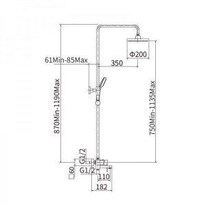 Душевая система Fashun A2446 размеры