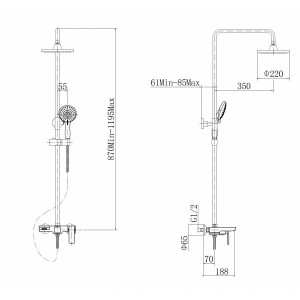 Душевая система Fashun A2451-8 размеры