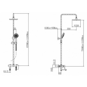Душевая система Fashun A2452 размеры