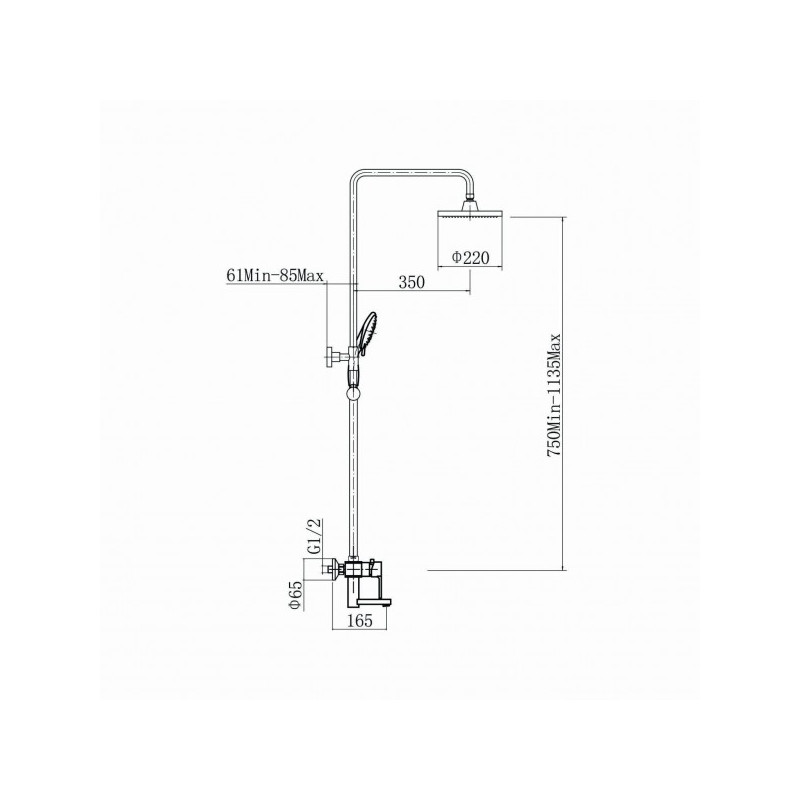 Душевая система Fashun A2453 размеры