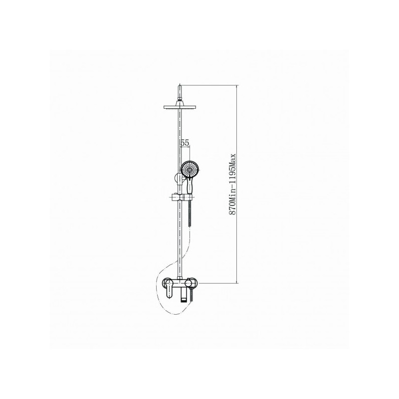 Душевая система Fashun A2453 размеры спереди