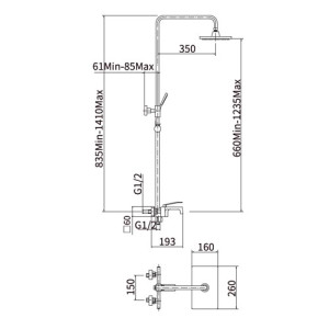 Душевая система Fashun A2458 размеры