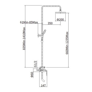 Душевая система Fashun A2461 размеры
