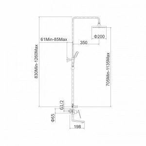 Душевая система Fashun A2481-7 размеры