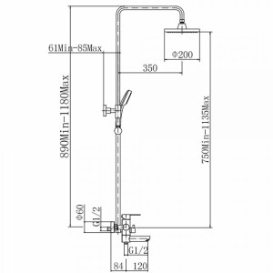 Душевая система Fashun A52401-1 размеры