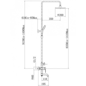 Душевая система Fashun A52401-3 размеры