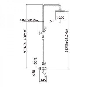 Душевая система Fashun A52409-7 размеры