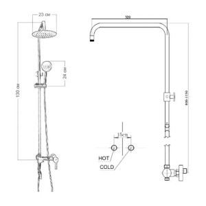 Душевая система Fashun A52422 размеры