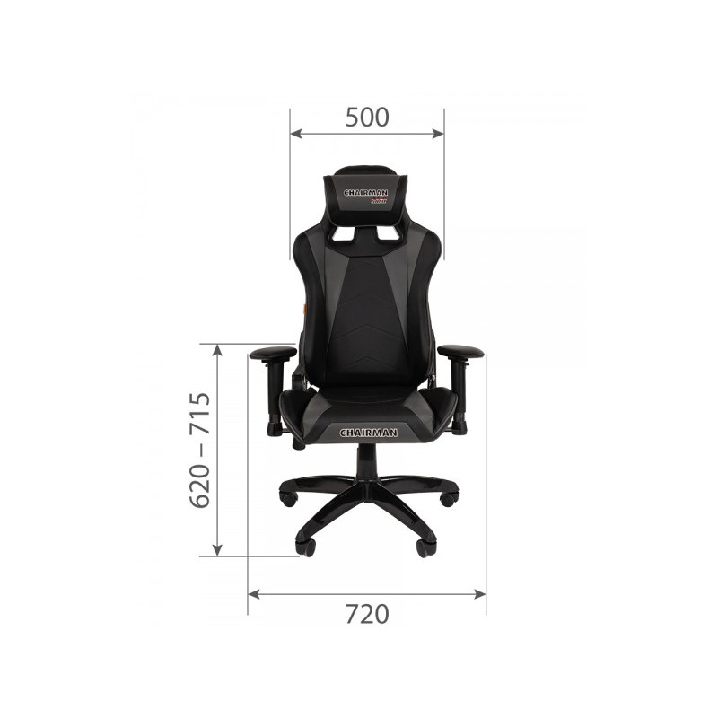 Кресло геймерское Chairman Game 44 черный/оранжевый размеры п