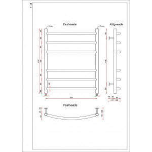 Полотенцесушитель Fincopper FCL 500x630 НП (1/2") черный размеры