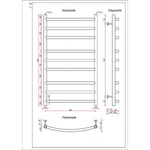Полотенцесушитель Fincopper FCL 500x900 НП (1/2") черный размеры