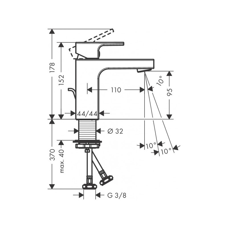 Смеситель Hansgrohe Vernis Shape 100 71561000 хром - размеры