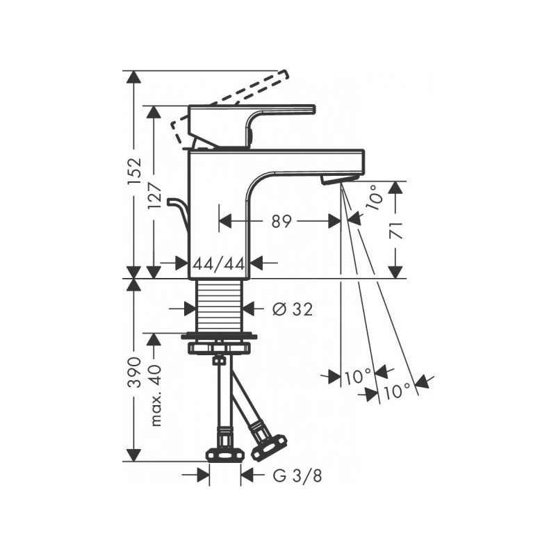 Смеситель Hansgrohe Vernis Shape 70 71560670 черный матовый - размеры