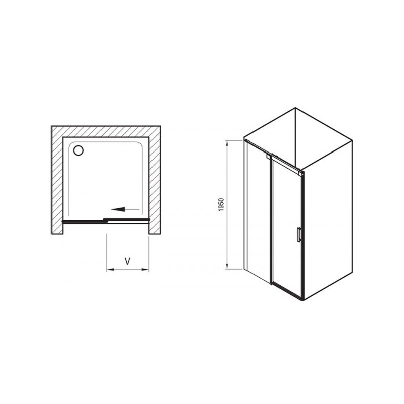 Душевая дверь Ravak Matrix MSD2-100 R схема
