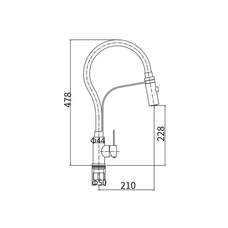 Смеситель Fashun A54112-7 черный/сатин размер