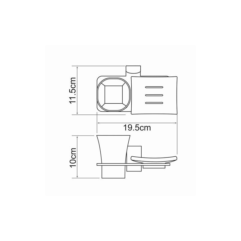Держатель мыльницы и стакана WasserKraft Leine K-5000 - размеры