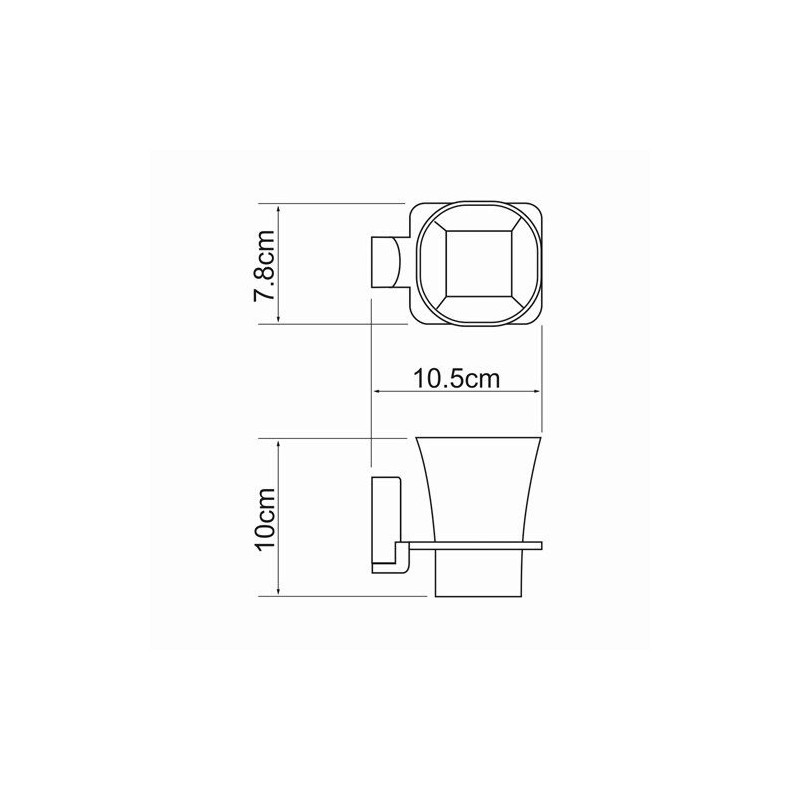 Стакан для зубной щетки и пасты WasserKraft Leine K-5000 - размеры