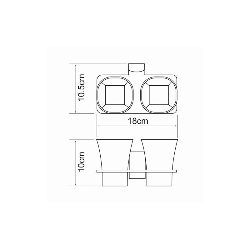 Стакан для зубной щетки и пасты WasserKraft Leine K-5000 хром - размеры