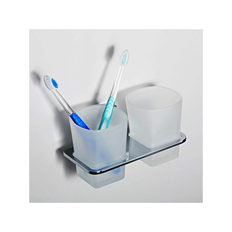 Стакан для зубной щетки и пасты WasserKraft Leine K-5000 хром общий вид