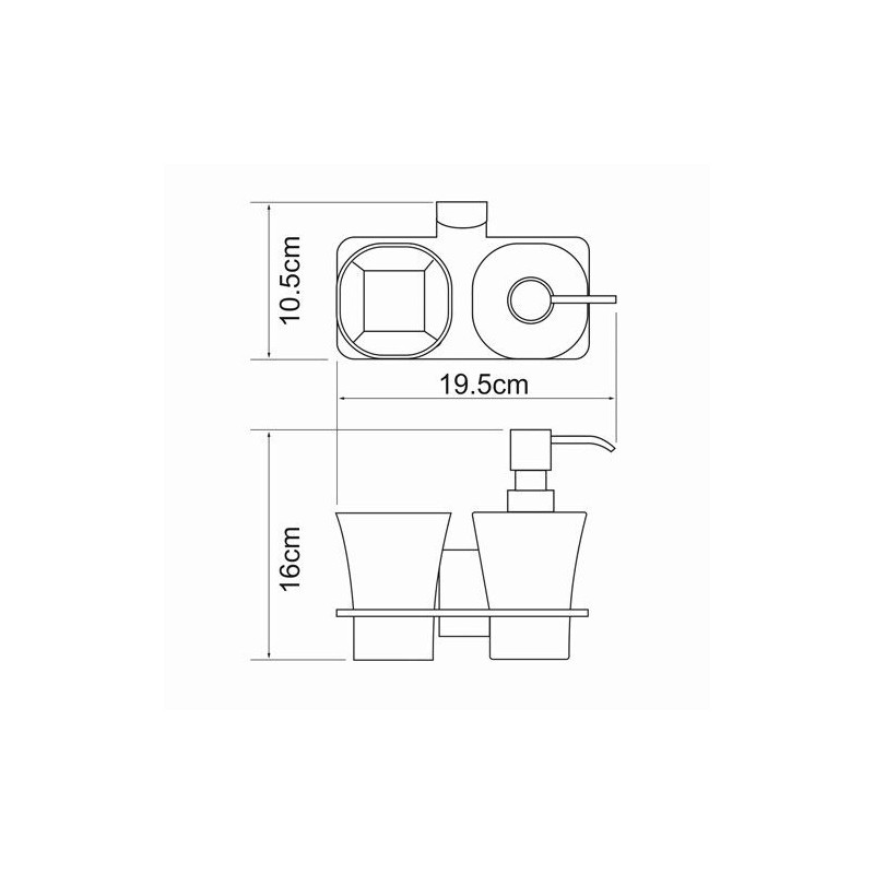 Держатель стакана и дозатора WasserKraft Leine K-5000 - размеры