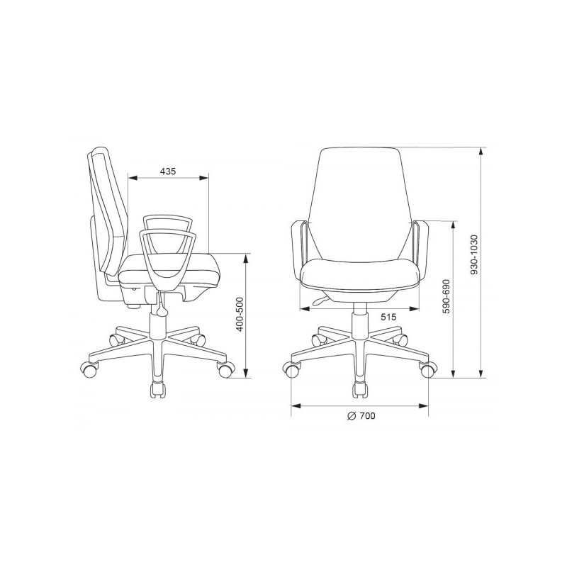 Кресло компьютерное Бюрократ CH-605 черный схема