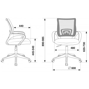 Кресло компьютерное Бюрократ CH-695NLT черный/серый схема
