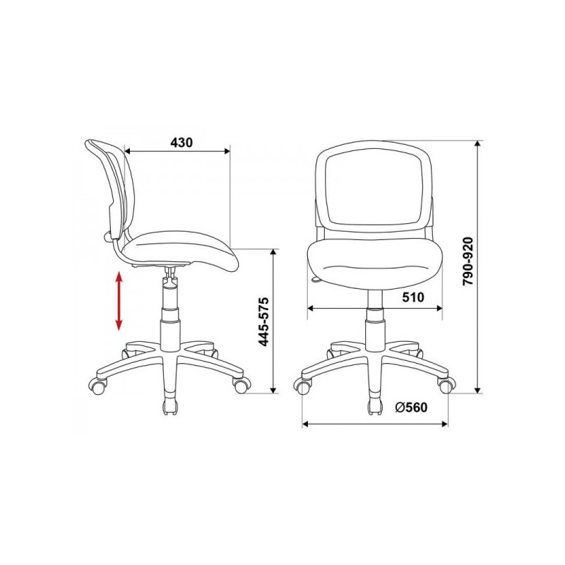 Кресло компьютерное Бюрократ CH-W 296NX белый/серый схема