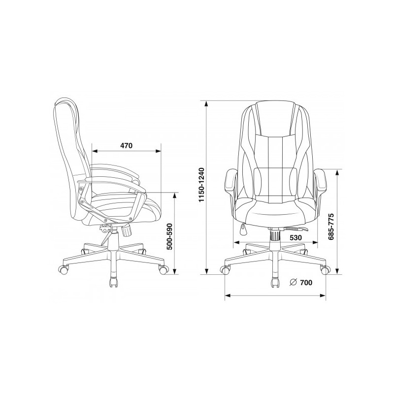 Кресло геймерское Бюрократ Zombie 9 черный/серый схема