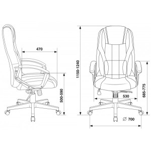 Кресло геймерское Бюрократ Zombie 9 черный/синий схема