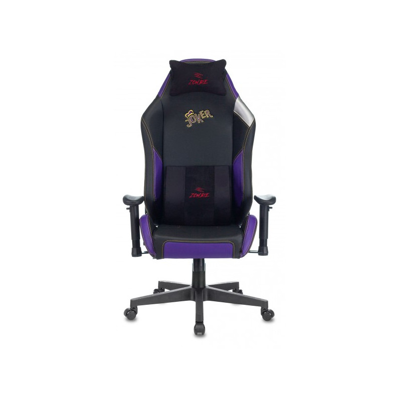 Кресло геймерское Бюрократ Zombie Hero Joker Pro черный/фиолетовый вид спереди