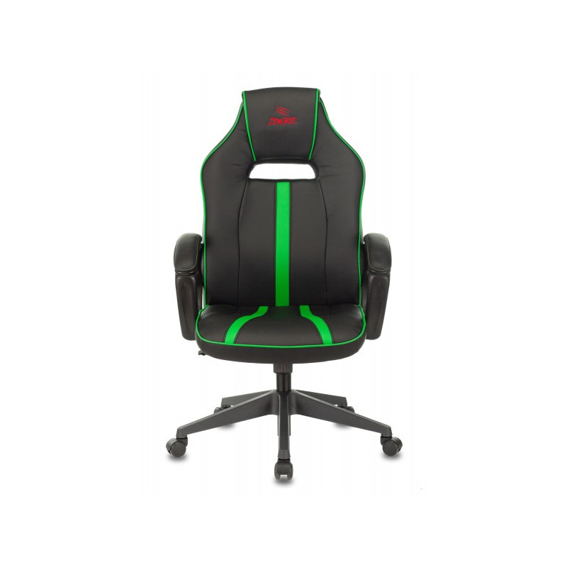 Кресло геймерское Бюрократ Zombie A3 черный/зеленый вид спереди