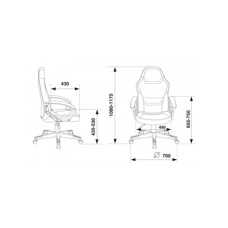 Кресло геймерское Бюрократ Zombie 10 черный/красный схема