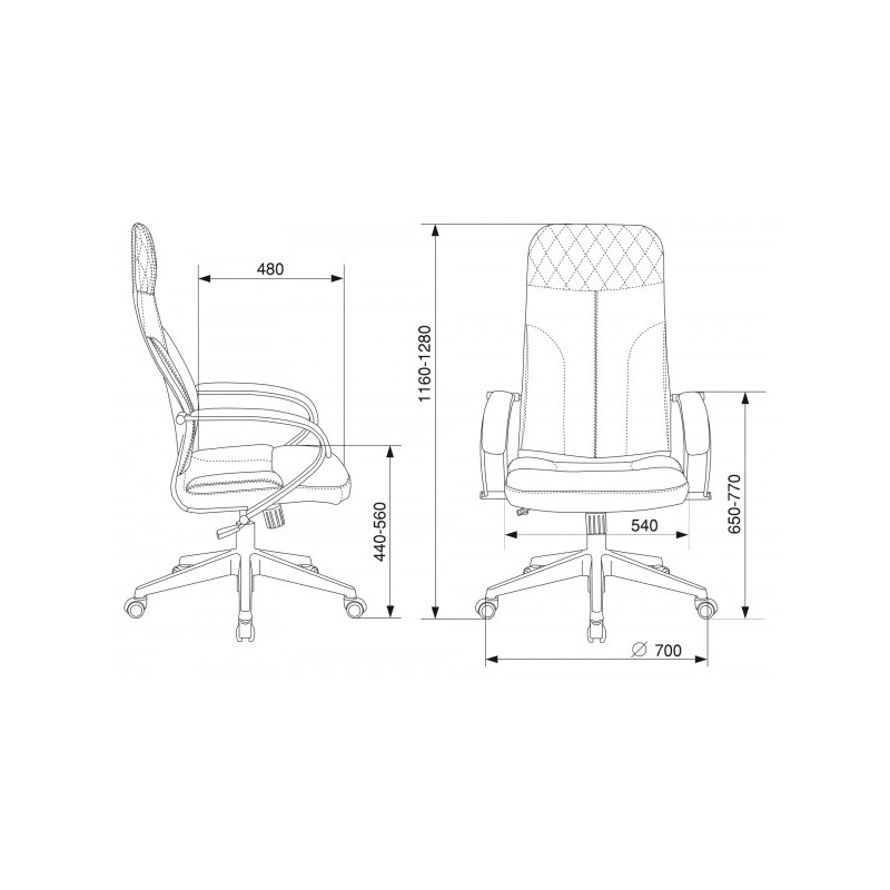 Кресло компьютерное Бюрократ CH-608 черный (ткань) схема