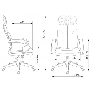 Кресло компьютерное Бюрократ CH-608 черный (ткань) схема