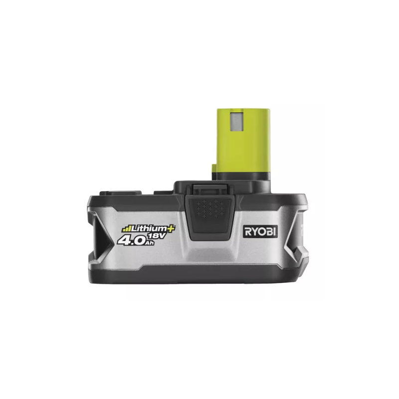 Вид сбоку аккумулятор Ryobi RB18L40 Li-Ion 18 В 4.0 А·ч