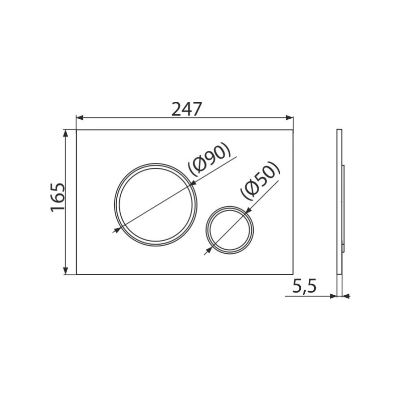 Кнопка смыва Alcaplast M778 черный размеры