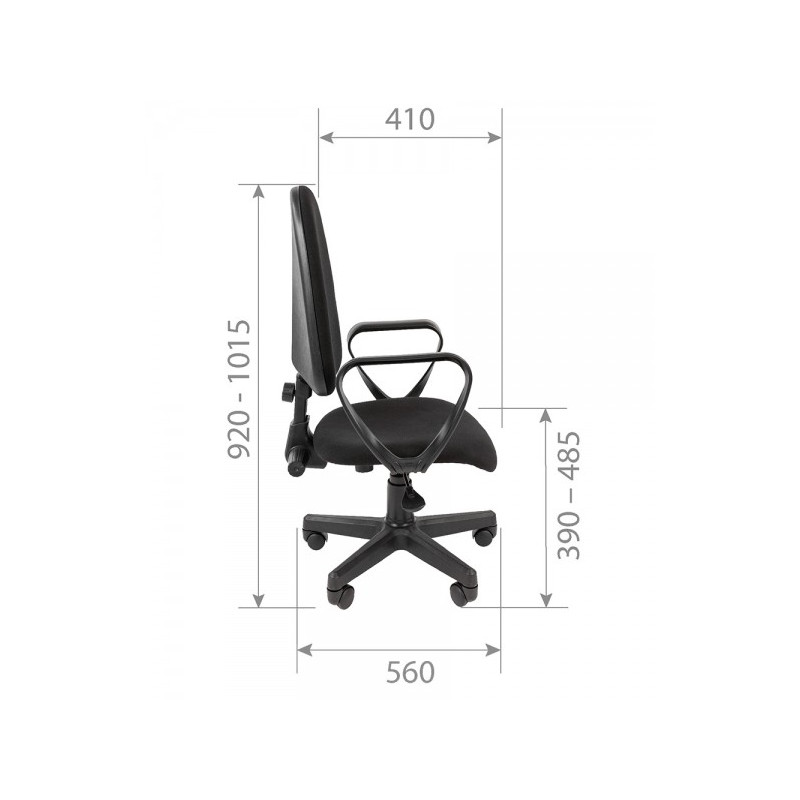 Кресло компьютерное Chairman 205 серый размеры сбоку
