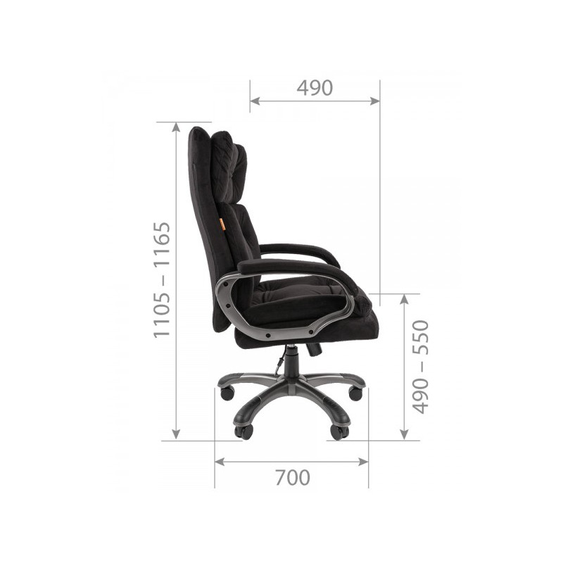 Кресло компьютерное Chairman 442 черный (ткань) размеры сбоку