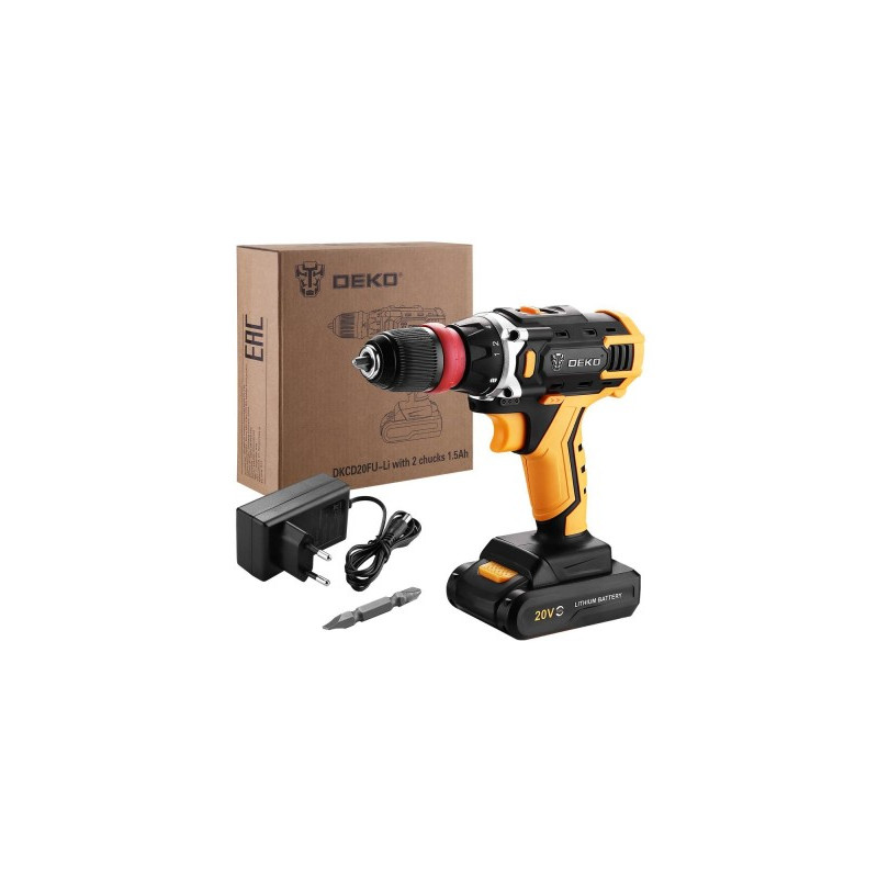 Дрель-шуруповерт Deko DKCD20FU-Li Set 1 063-4176 с коробкой