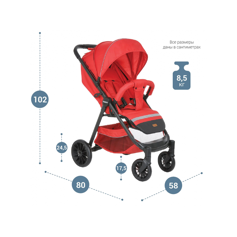 Прогулочная коляска Pituso Toledo красный параметры