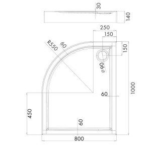 Душевой поддон Omnires Riverside 100x80 (левый) размеры