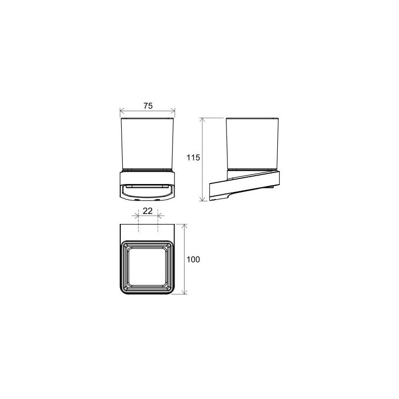 Стакан для зубной щетки и пасты Ravak TD 210.20 - размер